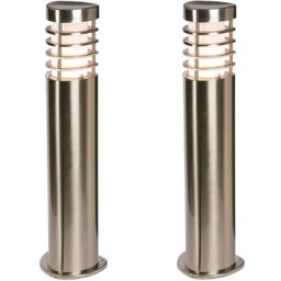 Loops 2 PACK Modern Outdoor Stainless Steel Post Light - 10.5W E27 LED - 500mm Height in Metallics