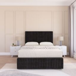 "Sloomy Madison Divan Bed Base No Drawers 12"" Footboard & 54"" Floor Standing Headboard in Black - Size: Single" - thumbnail 2
