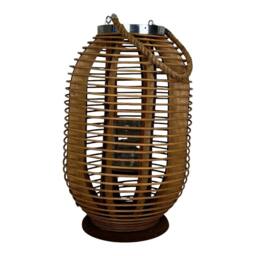 Four Candle Natural Rattan Decorative Lantern - 46cm in Brown