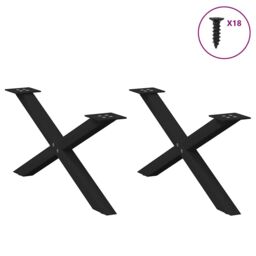 Berkfield Home Coffee Table Legs X-Shaped 2 pcs Black 70x(30-31) cm Steel - thumbnail 3