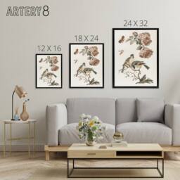 "Artery8 Roses Butterfly A Blue & Great Tit Teyler Black Framed Canvas Art in White - Size: W12"" x H16""" - thumbnail 4