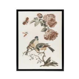 "Artery8 Roses Butterfly A Blue & Great Tit Teyler Black Framed Canvas Art in White - Size: W12"" x H16""" - thumbnail 1
