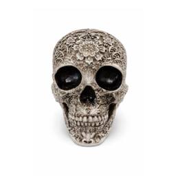 Voltico Floral Gothic Resin Skull Decorative Ornament in Beige - thumbnail 3