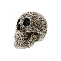 Voltico Floral Gothic Resin Skull Decorative Ornament in Beige - thumbnail 4