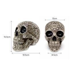 Voltico Floral Gothic Resin Skull Decorative Ornament in Beige - thumbnail 6