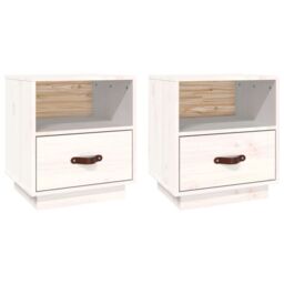 Berkfield Home Bedside Cabinets 2 pcs White 40x34x45 cm Solid Wood Pine - Size: 40 x 34 x 45 cm - thumbnail 2