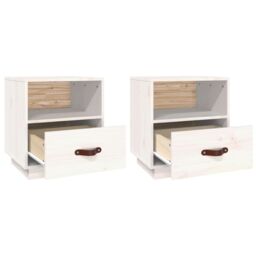 Berkfield Home Bedside Cabinets 2 pcs White 40x34x45 cm Solid Wood Pine - Size: 40 x 34 x 45 cm - thumbnail 6