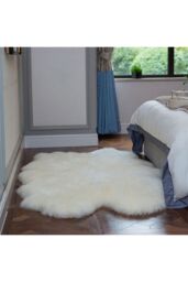 Living and Home 180x110cm White Irregular Wavy Area Rugs Living Room Faux Wool Plush Window & Sofa Cushion Mat - Size: 110 cm x 180 cm - thumbnail 3