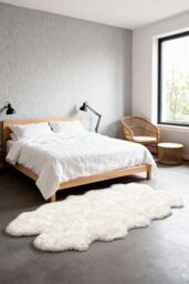 Living and Home 180x110cm White Irregular Wavy Area Rugs Living Room Faux Wool Plush Window & Sofa Cushion Mat - Size: 110 cm x 180 cm - thumbnail 2