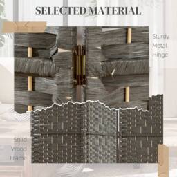 HOMCOM 4 Panel Room Divider 170cm Folding Privacy Screen with Wood Frame in Dark Grey - thumbnail 5