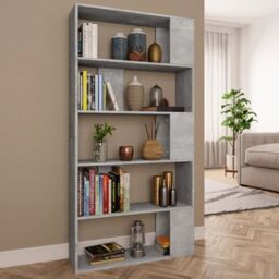 Berkfield Home Book Cabinet/Room Divider Concrete Grey 80x24x159 cm Engineered Wood - Size: 80 x 24 x 159 cm - thumbnail 1