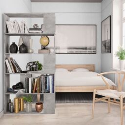 Berkfield Home Book Cabinet/Room Divider Concrete Grey 80x24x159 cm Engineered Wood - Size: 80 x 24 x 159 cm - thumbnail 4