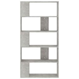Berkfield Home Book Cabinet/Room Divider Concrete Grey 80x24x159 cm Engineered Wood - Size: 80 x 24 x 159 cm - thumbnail 5