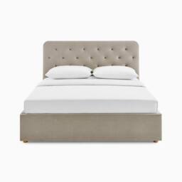FurnitureboxUK Hayden Taupe Velvet Ottoman Double Bed Frame in Beige - thumbnail 3