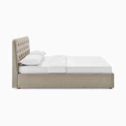 FurnitureboxUK Hayden Taupe Velvet Ottoman Double Bed Frame in Beige - thumbnail 4