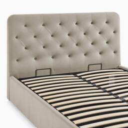 FurnitureboxUK Hayden Taupe Velvet Ottoman Double Bed Frame in Beige - thumbnail 7