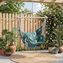 VonHaus Outdoor Garden Hanging Chair with Attachments in Green