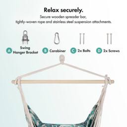 VonHaus Outdoor Garden Hanging Chair with Attachments in Green - thumbnail 6