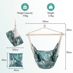 VonHaus Outdoor Garden Hanging Chair with Attachments in Green - thumbnail 8