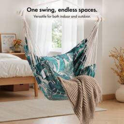 VonHaus Outdoor Garden Hanging Chair with Attachments in Green - thumbnail 4