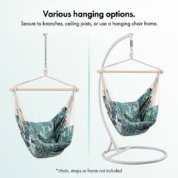 VonHaus Outdoor Garden Hanging Chair with Attachments in Green - thumbnail 7