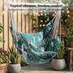 VonHaus Outdoor Garden Hanging Chair with Attachments in Green - thumbnail 5