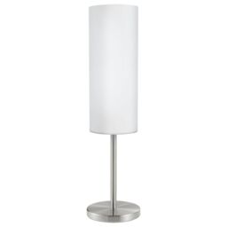 Loops Table Lamp Colour Satin Nickel Shade White Painted Satin Glass Bulb E27 1x60W in Metallics