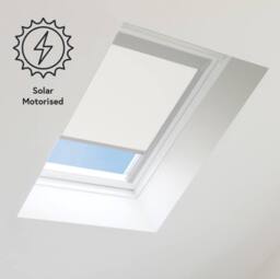 Bloc Blinds Solar Powered Blackout Blind for Velux Roof Windows - White in Silver - Size: M04 - thumbnail 1