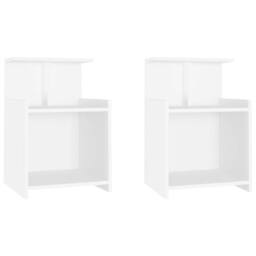 Berkfield Home Durable Bed Cabinets 2 pcs White 40x35x60 cm Engineered Wood - Size: 40 x 35 x 60 cm - thumbnail 3