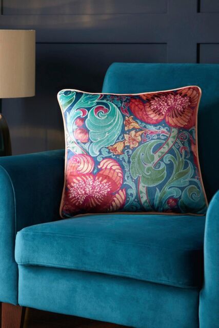 Laurence Llewelyn-Bowen 'Down the Dilly' Soft Touch Velvet Filled Cushion in Blue - Size: 43 cm x 43 cm - image 1