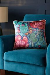 Laurence Llewelyn-Bowen 'Down the Dilly' Soft Touch Velvet Filled Cushion in Blue - Size: 43 cm x 43 cm