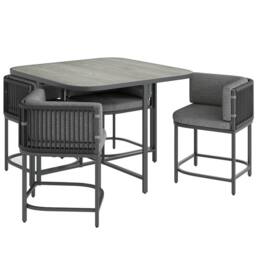 OUTSUNNY 4 Seater Rattan Dining Set with Cushions, Charcoal Grey in Dark Grey - thumbnail 2
