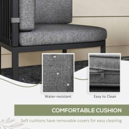 OUTSUNNY 4 Seater Rattan Dining Set with Cushions, Charcoal Grey in Dark Grey - thumbnail 6