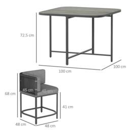 OUTSUNNY 4 Seater Rattan Dining Set with Cushions, Charcoal Grey in Dark Grey - thumbnail 3