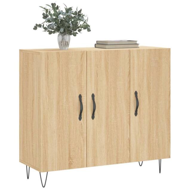 Berkfield Home Sideboard Sonoma Oak 90x34x80 cm Engineered Wood in Light Brown - Size: 90 x 34 x 80 cm - image 1