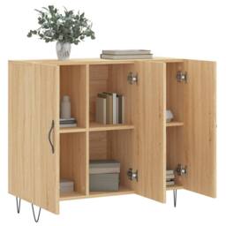 Berkfield Home Sideboard Sonoma Oak 90x34x80 cm Engineered Wood in Light Brown - Size: 90 x 34 x 80 cm - thumbnail 4