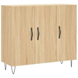 Berkfield Home Sideboard Sonoma Oak 90x34x80 cm Engineered Wood in Light Brown - Size: 90 x 34 x 80 cm - thumbnail 3