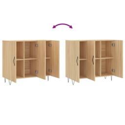 Berkfield Home Sideboard Sonoma Oak 90x34x80 cm Engineered Wood in Light Brown - Size: 90 x 34 x 80 cm - thumbnail 9