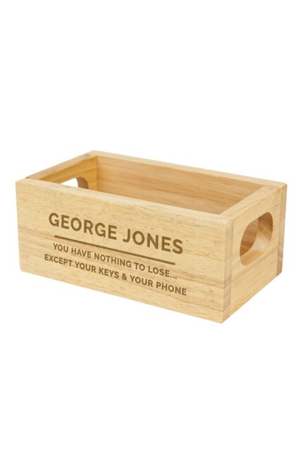 Personalised Memento Company Personalised Free Text Mini Wooden Crate in Light Brown - image 1