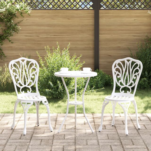 Berkfield Home 3-Piece Garden Bistro Set - White Cast Aluminum - image 1