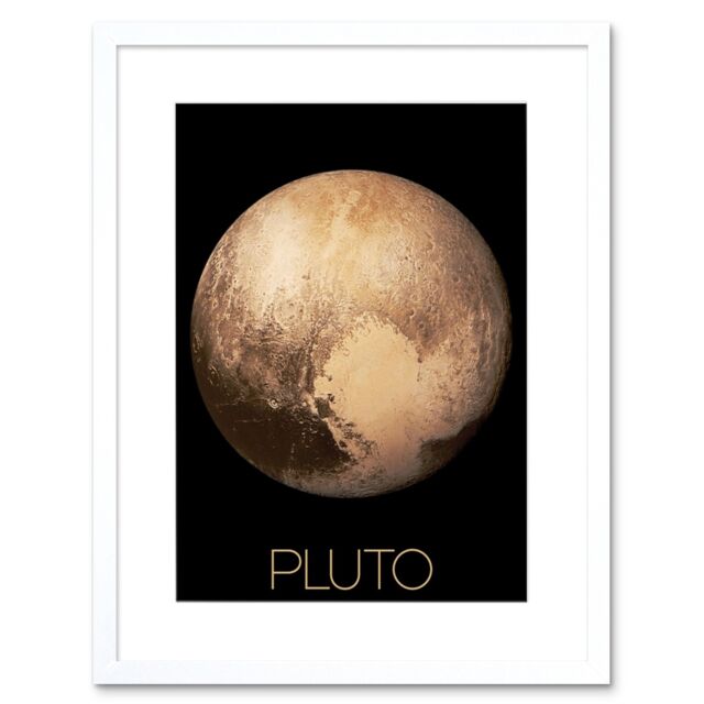 "Artery8 Wall Art Print NASA Our Solar System Pluto New Horizons Image Artwork Framed 9X7 Inch in White - Size: W7"" x H9""" - image 1