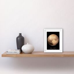 "Artery8 Wall Art Print NASA Our Solar System Pluto New Horizons Image Artwork Framed 9X7 Inch in White - Size: W7"" x H9""" - thumbnail 2