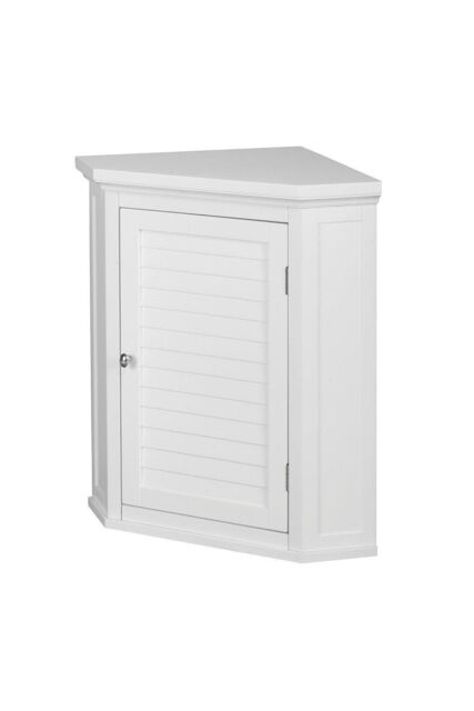Teamson Home Bathroom Cupboard White Wooden Wall Corner Cabinet - image 1