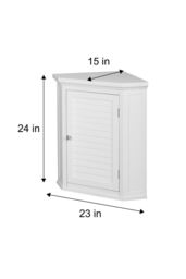 Teamson Home Bathroom Cupboard White Wooden Wall Corner Cabinet - thumbnail 4