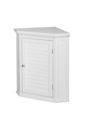 Teamson Home Bathroom Cupboard White Wooden Wall Corner Cabinet