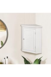 Teamson Home Bathroom Cupboard White Wooden Wall Corner Cabinet - thumbnail 2