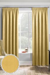 Enhanced Living Plain Thermal Room Darkening Energy Saving Tape Top Curtains For Living Rooms & Bedrooms in Yellow - Size: 168 cm width x 229 cm drop