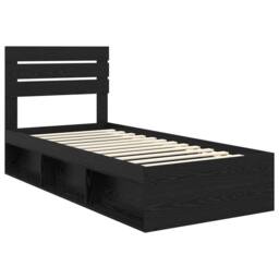 Berkfield Home Bed Frame with Headboard Black 100 x 200 cm Solid Pine Wood - thumbnail 4