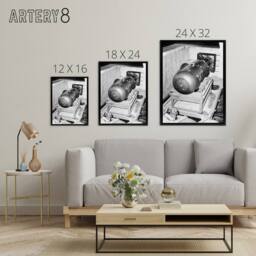 "Artery8 USA Atomic Bomb Little Boy WWII Framed Canvas Wall Art Print in Grey - Size: W24"" x H32""" - thumbnail 4