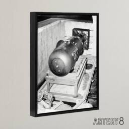 "Artery8 USA Atomic Bomb Little Boy WWII Framed Canvas Wall Art Print in Grey - Size: W24"" x H32""" - thumbnail 2